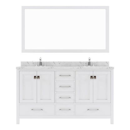 Caroline Avenue 60" Double Bath Vanity in White with White Quartz Top white background