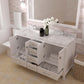 Caroline Avenue 60" Double Bath Vanity in White with White Quartz Top and Sinks open drawers
