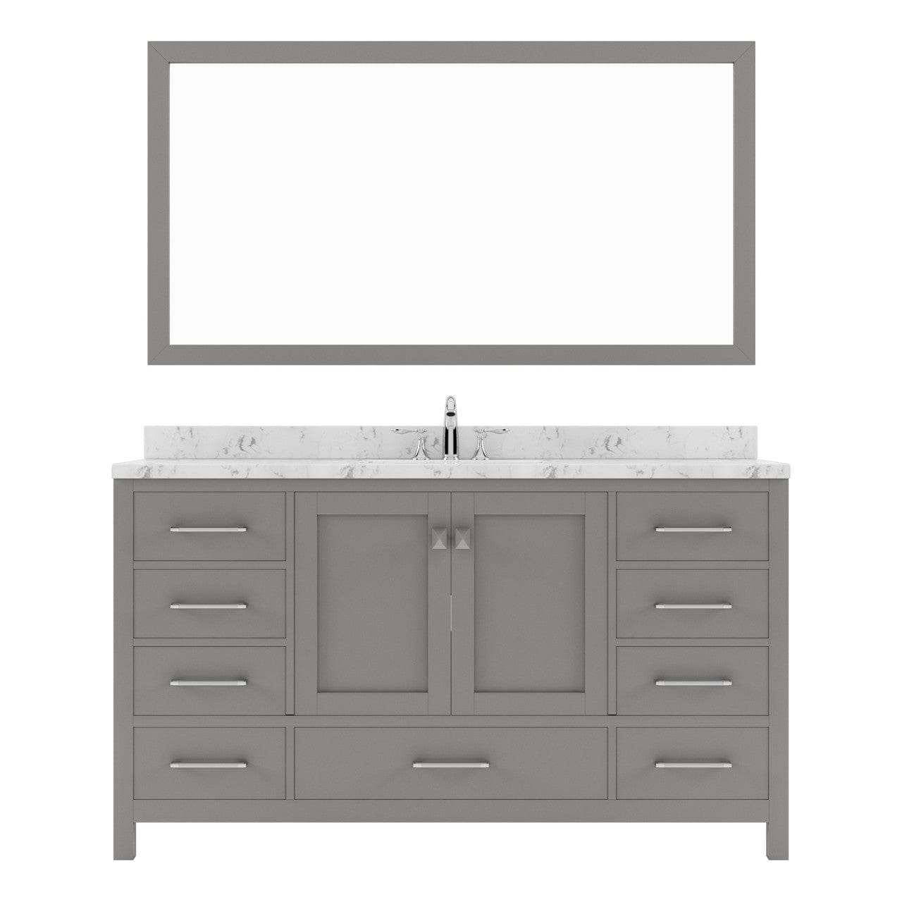 Caroline Avenue 60" Single Bath Vanity in Cashmere Gray with Quartz Top and Sink white background