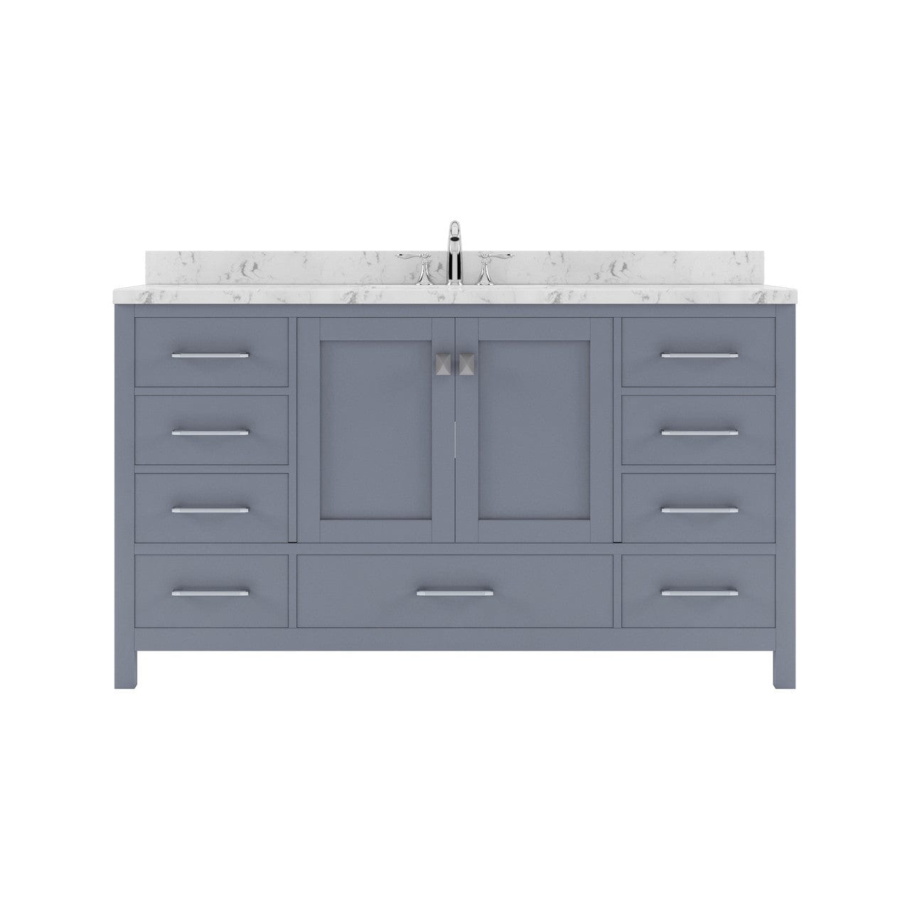 Caroline Avenue 60" Single Bath Vanity in Gray with White Quartz Countertop white background