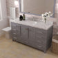 Caroline Avenue 60" Single Bath Vanity in Gray with White Quartz Top side view