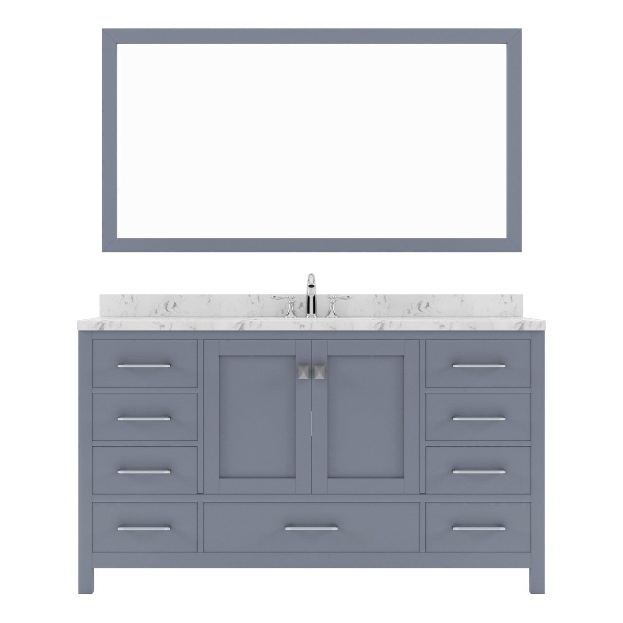 Caroline Avenue 60" Single Bath Vanity in Gray with White Quartz Top white background