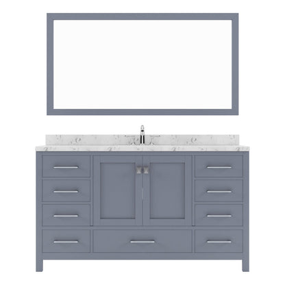 Caroline Avenue 60" Single Bath Vanity in Gray with White Quartz Top white background