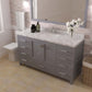 Caroline Avenue 60" Single Bath Vanity in Gray with White Quartz Top and Sink side view
