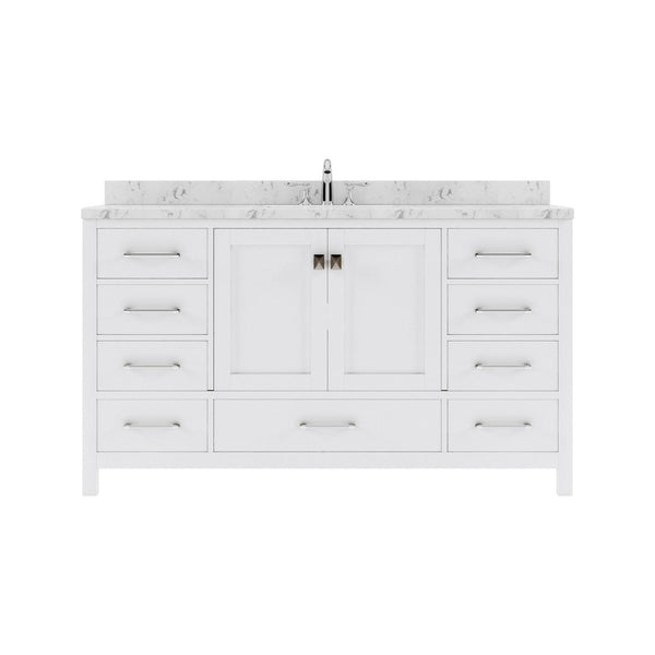 Caroline Avenue 60 Single Bath Vanity in White with White Quartz Countertop white background