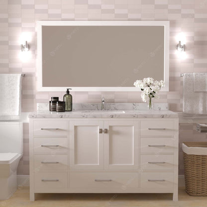 Caroline Avenue 60" Single Bath Vanity in White with White Quartz Countertop front view