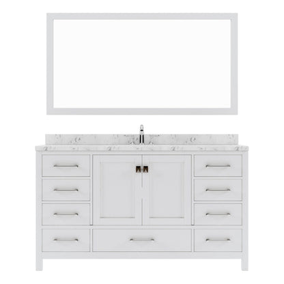 Caroline Avenue 60" Single Bath Vanity in White with White Quartz Top by Virtu USA