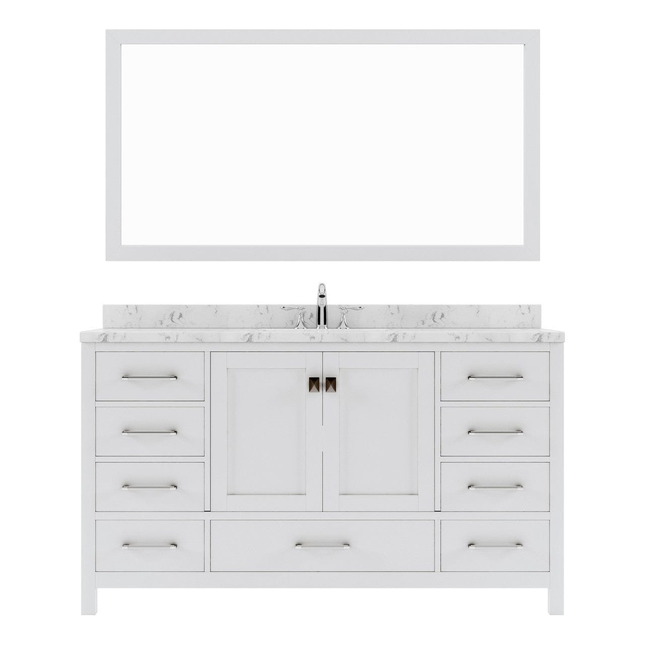 Caroline Avenue 60" Single Bath Vanity in White with White Quartz Top by Virtu USA