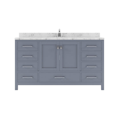 Caroline Avenue 60" Single Vanity in Gray with White Quartz Countertop white background