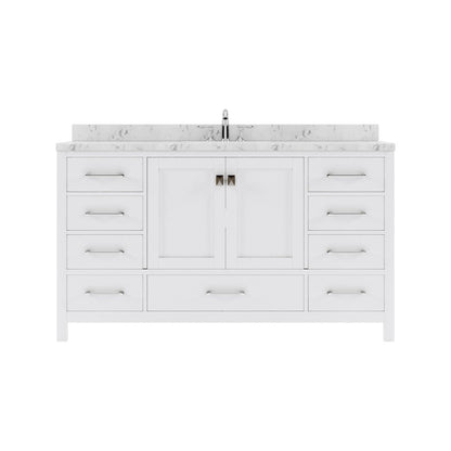 Caroline Avenue 60" Single Vanity in White with White Quartz Countertop white background