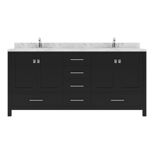 Caroline Avenue 72" Double Bath Vanity in Espresso with Quartz Countertop white background