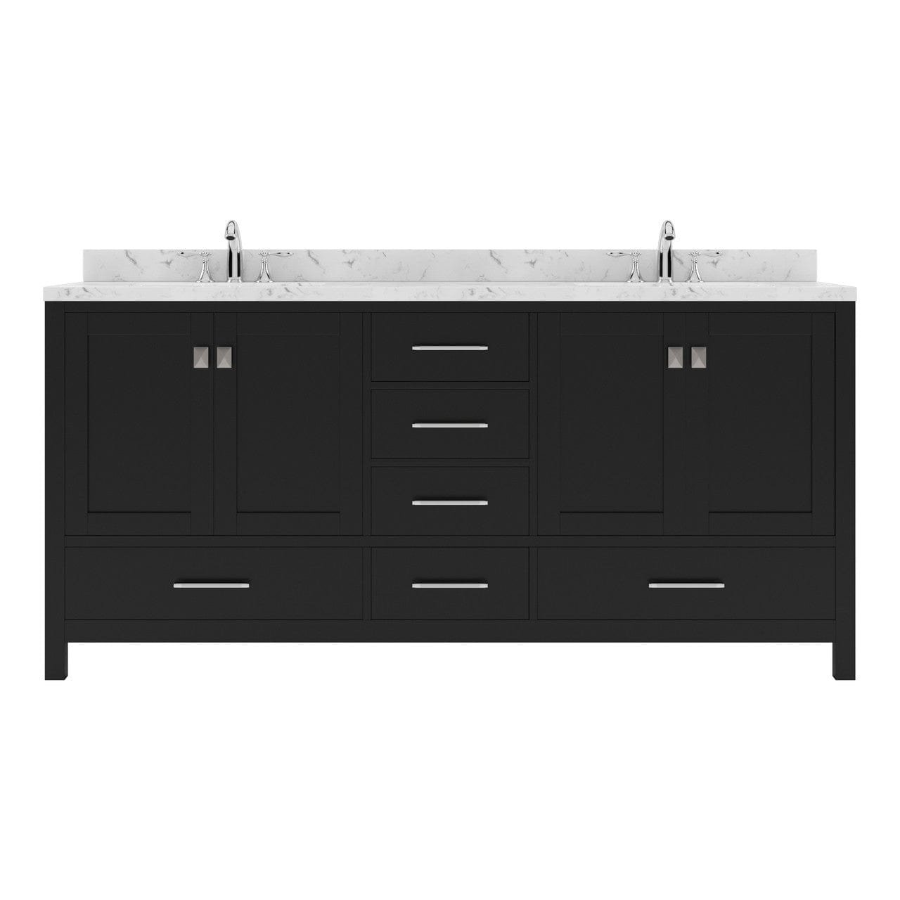 Caroline Avenue 72" Double Bath Vanity in Espresso with Quartz Countertop white background