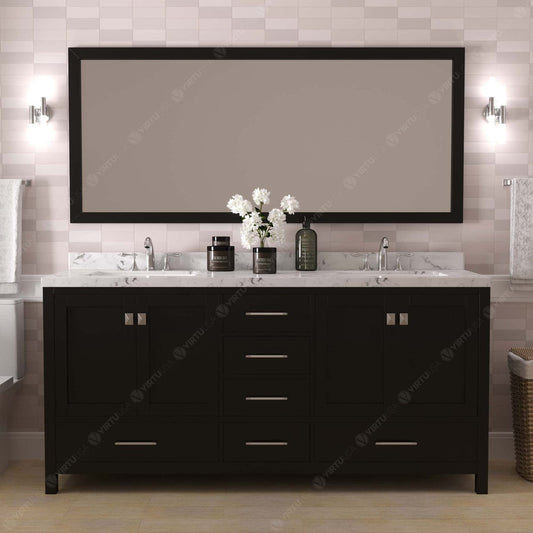 Caroline Avenue 72" Double Bath Vanity in Espresso with Quartz Top front view