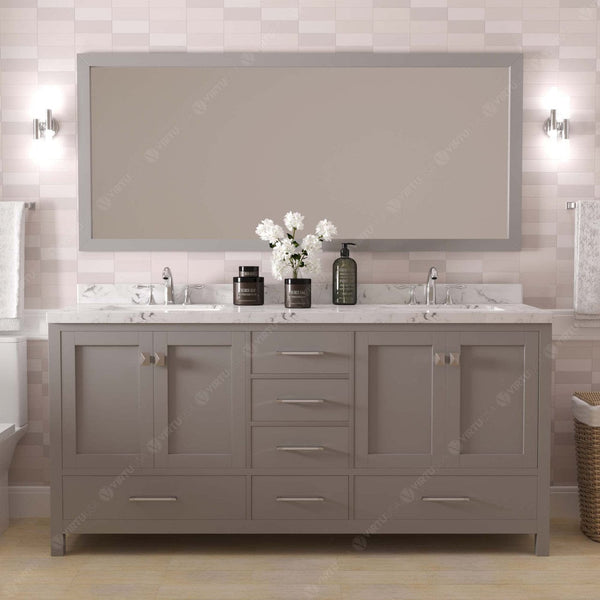 Caroline Avenue 72 Double Bath Vanity in Gray with Quartz Countertop front view