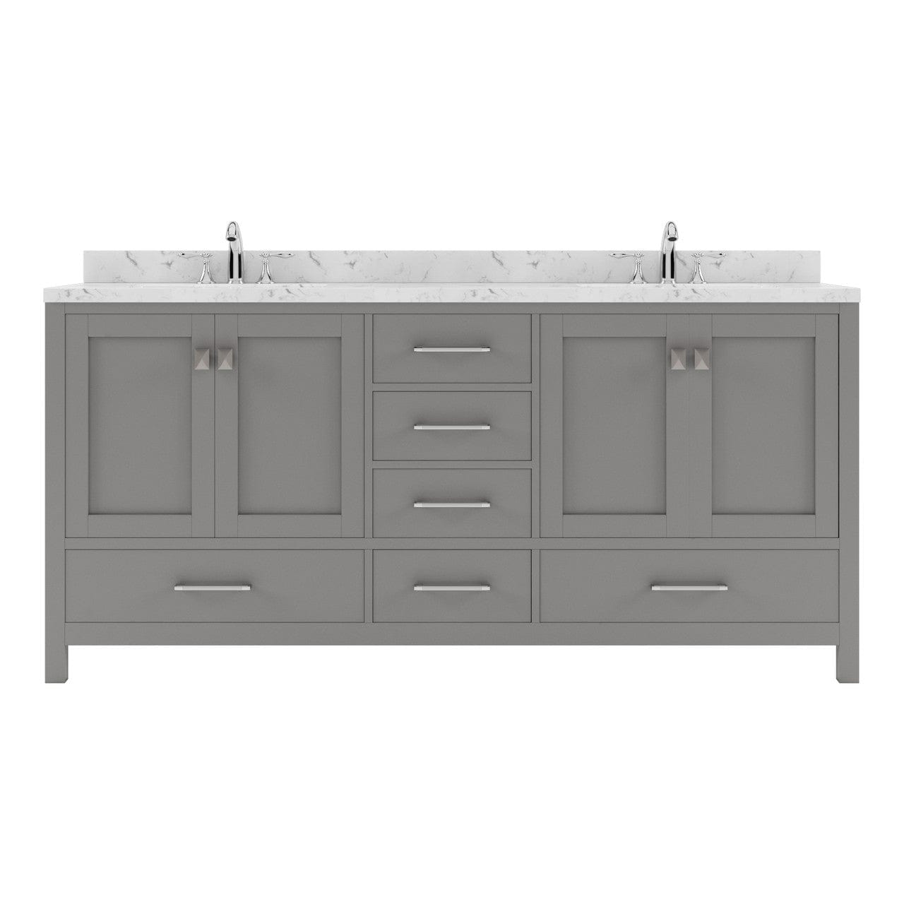 Caroline Avenue 72" Double Bath Vanity in Gray with Quartz Countertop white background