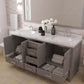 Caroline Avenue 72" Double Bath Vanity in Gray with Quartz Top drawers open