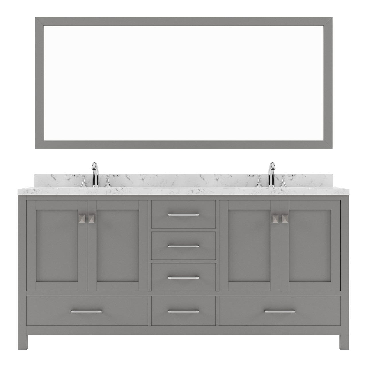 Caroline Avenue 72" Double Bath Vanity in Gray with Quartz Top white background