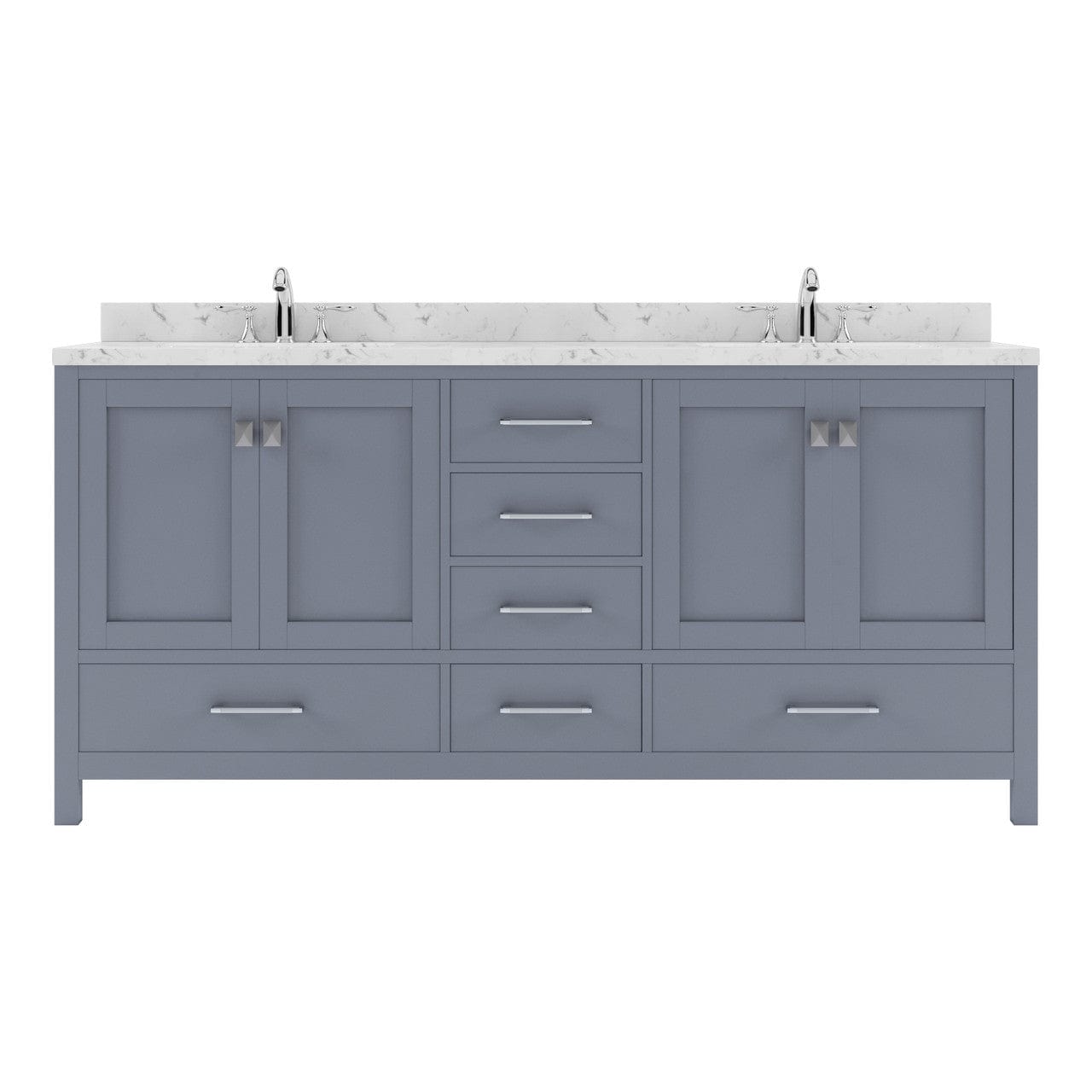 Caroline Avenue 72" Double Bath Vanity in Gray with White Quartz Countertop white background