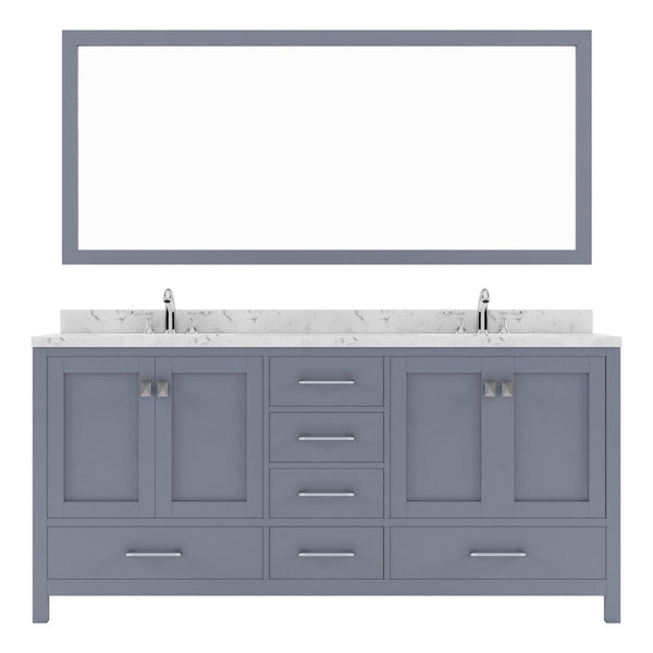 Caroline Avenue 72 Double Bath Vanity in Gray with White Quartz Top white background