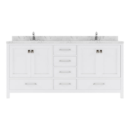 Caroline Avenue 72" Double Bath Vanity in White with White Quartz Countertop white background