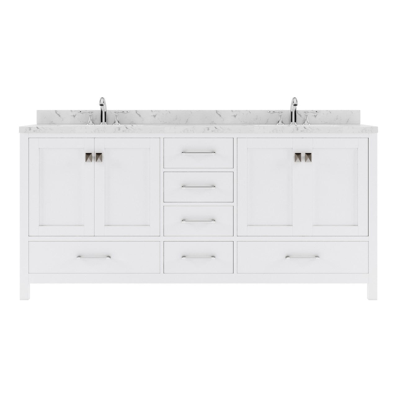 Caroline Avenue 72" Double Bath Vanity in White with White Quartz Countertop white background