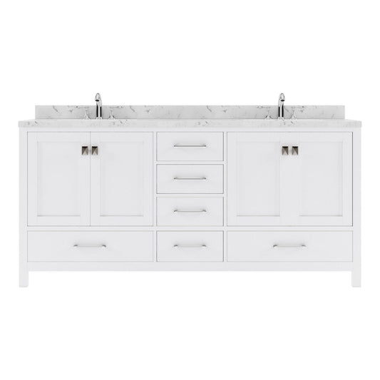 Caroline Avenue 72" Double Bath Vanity in White with White Quartz Countertop white background