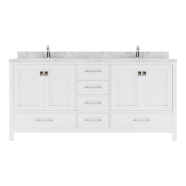 Caroline Avenue 72 Double Bath Vanity in White with White Quartz Countertop white background