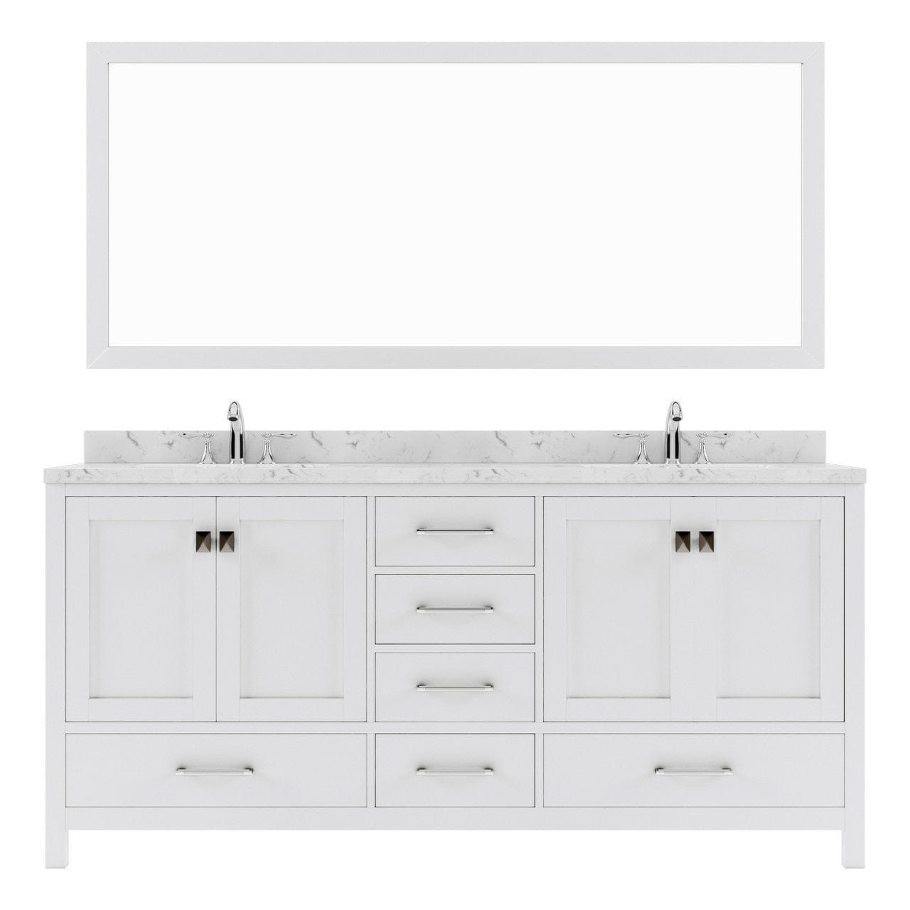 Caroline Avenue 72" Double Bath Vanity in White with White Quartz Top white background