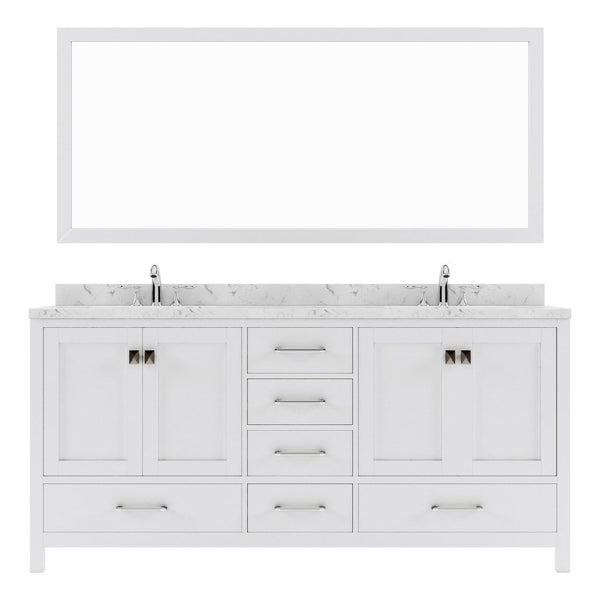 Caroline Avenue 72 Double Bath Vanity in White with White Quartz Top white background