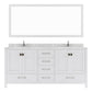 Caroline Avenue 72" Double Bath Vanity in White with White Quartz Top and Sinks white background
