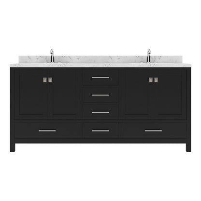 Caroline Avenue 72" Double Bathroom Vanity in Espresso with Quartz Countertop white background