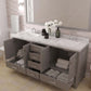 Caroline Avenue 72" Double Bathroom Vanity in Gray with Quartz Countertop drawers open