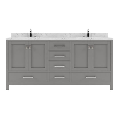 Caroline Avenue 72" Double Bathroom Vanity in Gray with Quartz Countertop white background