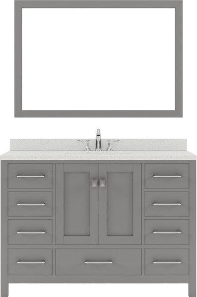 single sink bathroom vanity set with polished chrome faucet