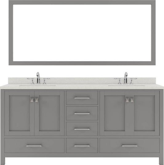 Double Undermount Sink Vanity Set with Brushed Nickel Faucet