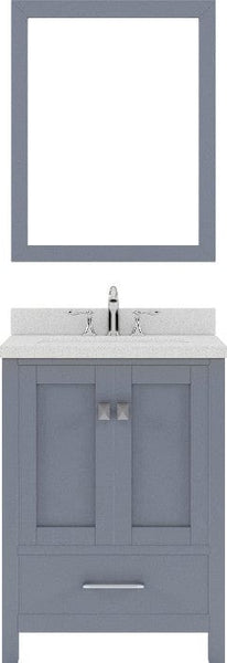 single sink bathroom vanity set with polished chrome faucet