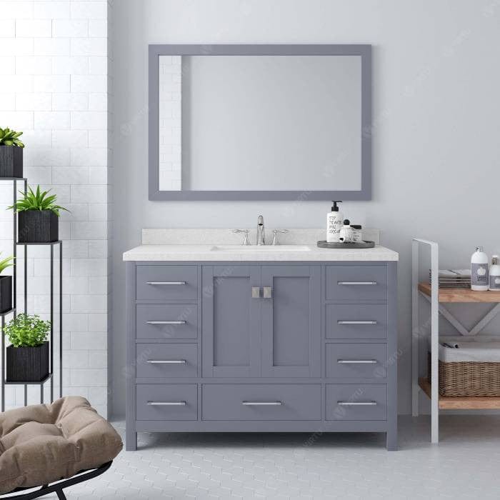 gray floor standing bathroom vanity