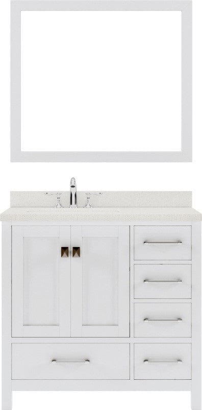 Virtu USA Vanities Caroline Avenue Contemporary White 24" Single Square Sink Vanity Set with Brushed Nickel Faucet