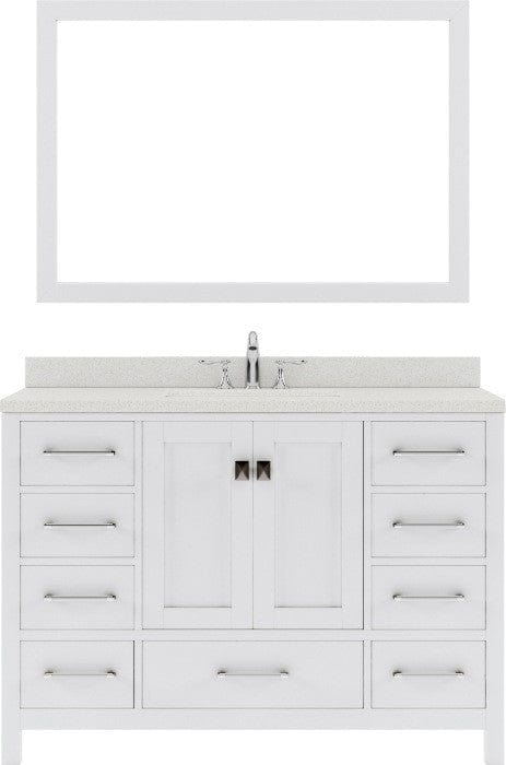 Virtu USA Vanities Caroline Avenue Contemporary White 48" Single Square Sink Vanity Set with Polished Chrome Faucet