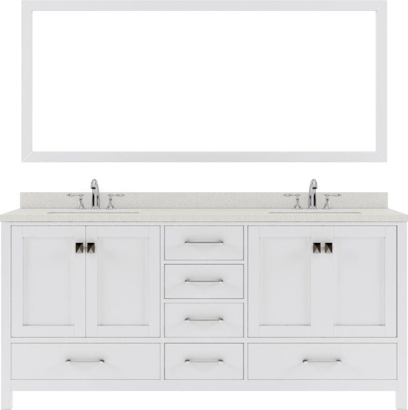 White Double Sink Vanity Set with Brushed Nickel Faucet