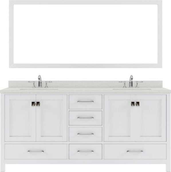 White Double Sink Vanity Set with Brushed Nickel Faucet