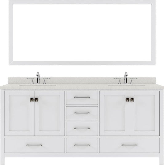 White Double Sink Vanity Set with Polished Chrome Faucet