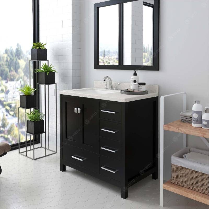 Virtu USA Vanities Caroline Avenue Espresso Contemporary 24" Single Square Sink Vanity Set with Brushed Nickel Faucet