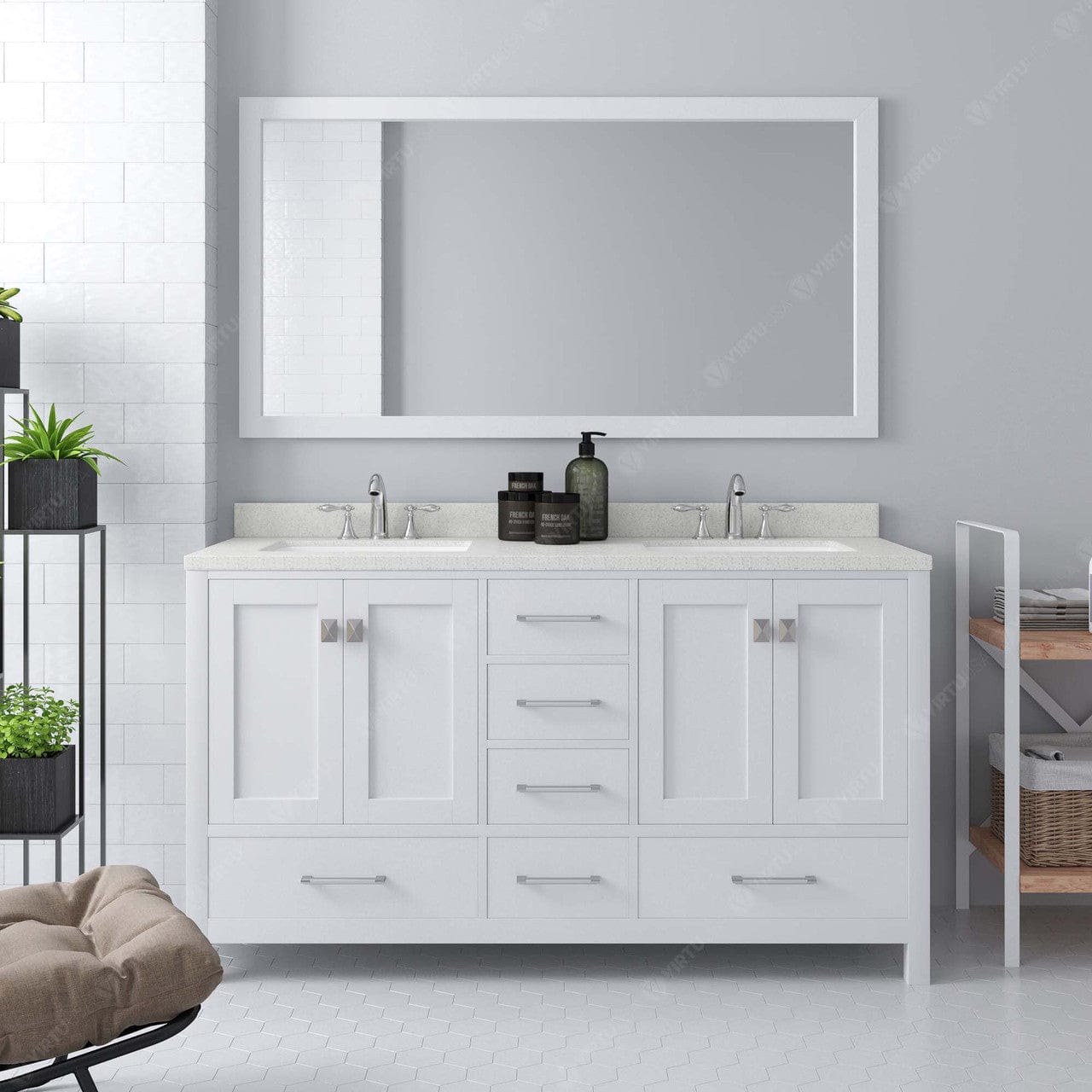 white contemporary bathroom vanity set