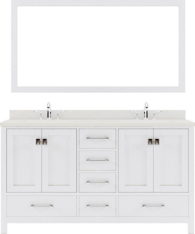 white bathroom vanity set with polished chrome faucet