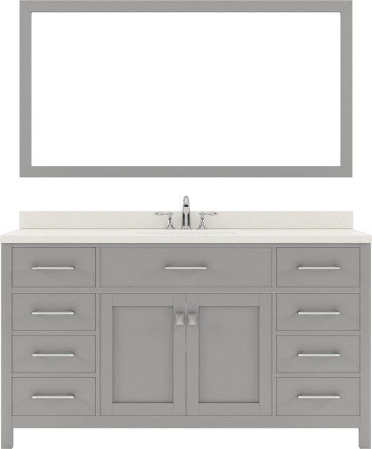 single sink bathroom vanity set with polished chrome faucet