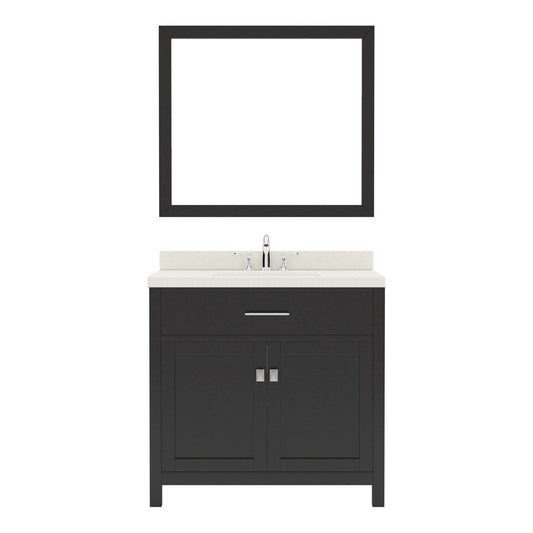 Caroline Contemporary Espresso 36" Single Round Sink Vanity Set w/ Brushed Nickel Faucet