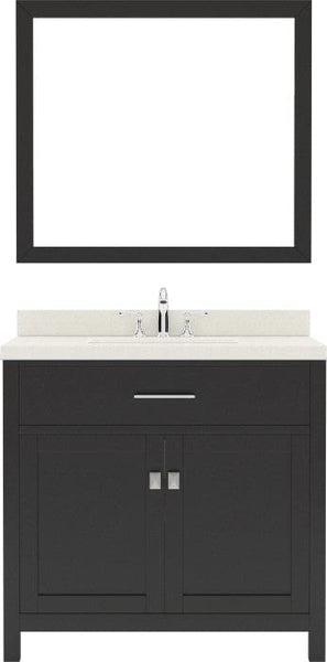 single sink bathroom vanity with polished chrome faucet