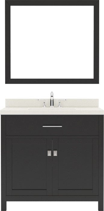 Virtu USA Vanities Caroline Contemporary Espresso 36" Single Square Sink Vanity Set w/ Brushed Nickel Faucet