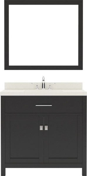 36 inch single sink vanity with brushed nickel faucet